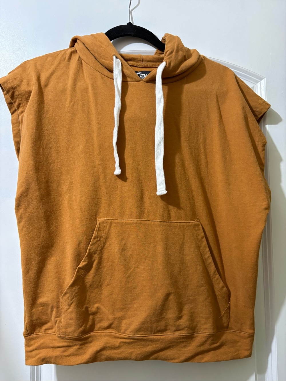ZYIA Active Hoodie in Mustard Yellow with White Drawstring